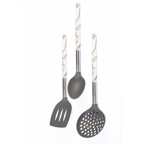 Ensemble d'ustensiles de cuisine 6 pièces en silicone avec poignée et support en marbre