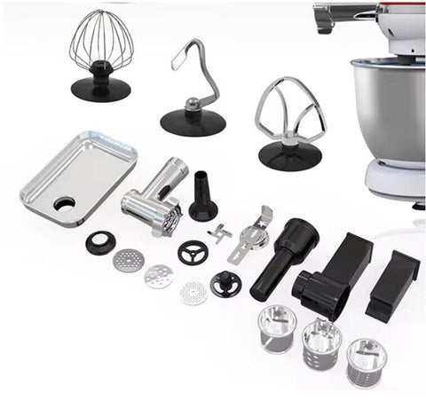 Impastatrice Planetaria Ciotola Acciaio 6 LT Robot 3 in 1 Trita 1400W Argento