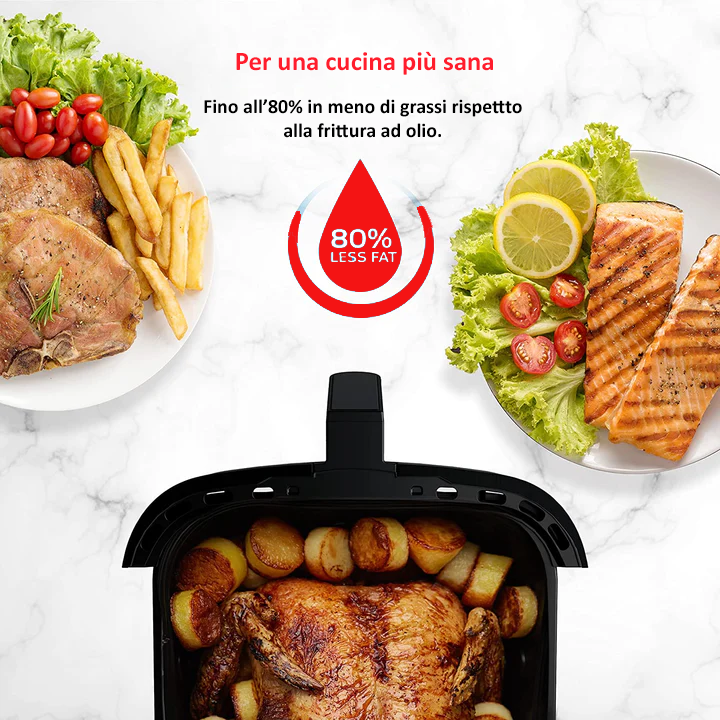 Friggitrice ad Aria Royal Swiss 6,5L 1700W con 8 Programmi Touch