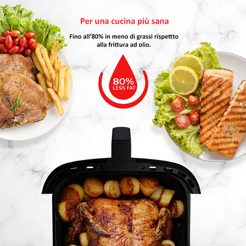 Friteuse à air Royal Swiss Fryer ® 6,5 L 1700 W - une nouvelle façon de cuisiner saine et savoureuse - 95 % de matières grasses en moins et jusqu'à 80 % de calories en moins - 8 programmes prédéfinis