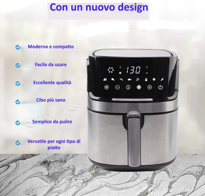 Friggitrice ad Aria Royal Swiss 6,5L 1700W con 8 Programmi Touch