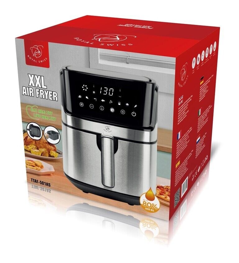 Friggitrice ad Aria Royal Swiss 6,5L 1700W con 8 Programmi Touch