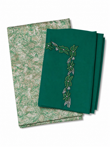 Set Tessuto Makhawir Dubai Verde Smeraldo con Ricamo - immagine prodotto su sfondo bianco