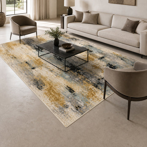 Tappeto Zahiali Ambra Metropolitana 300 x 400 cm ambientato in salotto