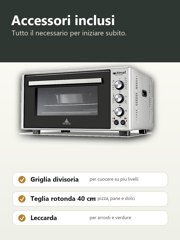 Accessori inclusi forno Itimat 50L griglia teglia rotonda 40 cm leccarda