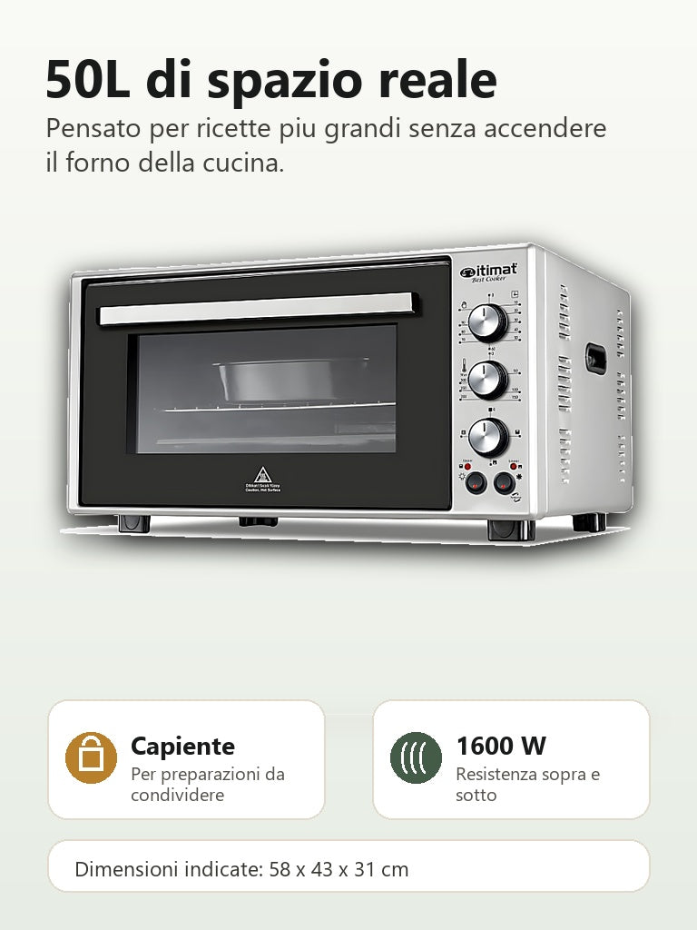Forno Itimat 50L capienza 1600W dimensioni 58 x 43 x 31 cm
