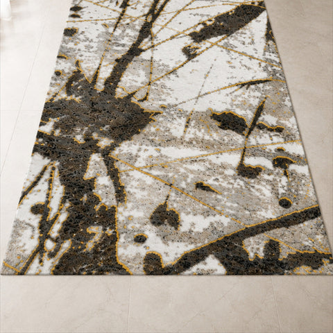 Tappeto Zahiali Marmo Dorato 200 x 300 cm ambientato in salotto
