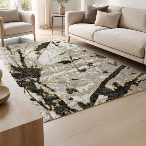 Tappeto Zahiali Marmo Dorato 300 x 400 cm ambientato in salotto