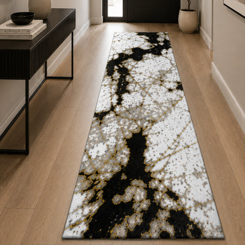 Tappeto Zahiali Marmo Dorato 80 x 300 cm ambientato in corridoio