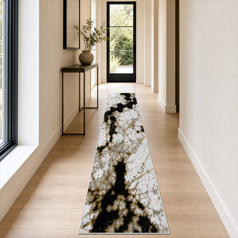 Tappeto Zahiali Marmo Dorato 80 x 400 cm ambientato in corridoio
