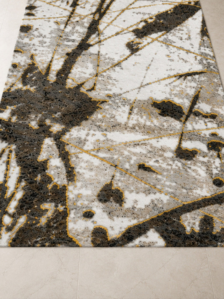 Tappeto Zahiali Marmo Dorato ambientato, immagine principale 768 x 1024