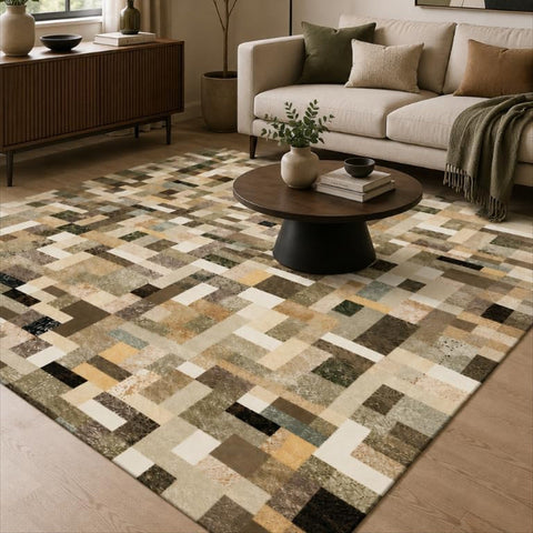 Tappeto Zahiali Mosaico Urbano 200 x 300 cm ambientato in salotto
