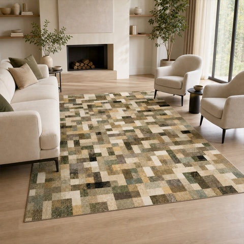 Tappeto Zahiali Mosaico Urbano 300 x 400 cm ambientato in salotto