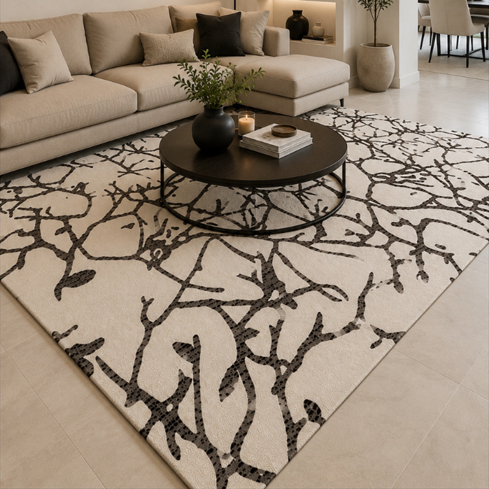 Tappeto Zahiali Ramo d'Inchiostro 200 x 300 cm ambientato in salotto