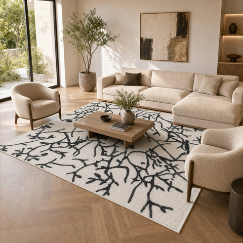 Tappeto Zahiali Ramo d'Inchiostro 300 x 400 cm ambientato in salotto