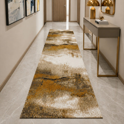 Tappeto Zahiali Sabbia Dorata 80 x 300 cm ambientato in corridoio
