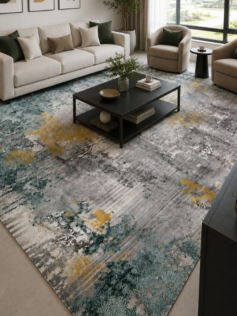 Tappeto Zahiali Smeraldo Oro ambientato, immagine principale 768 x 1024