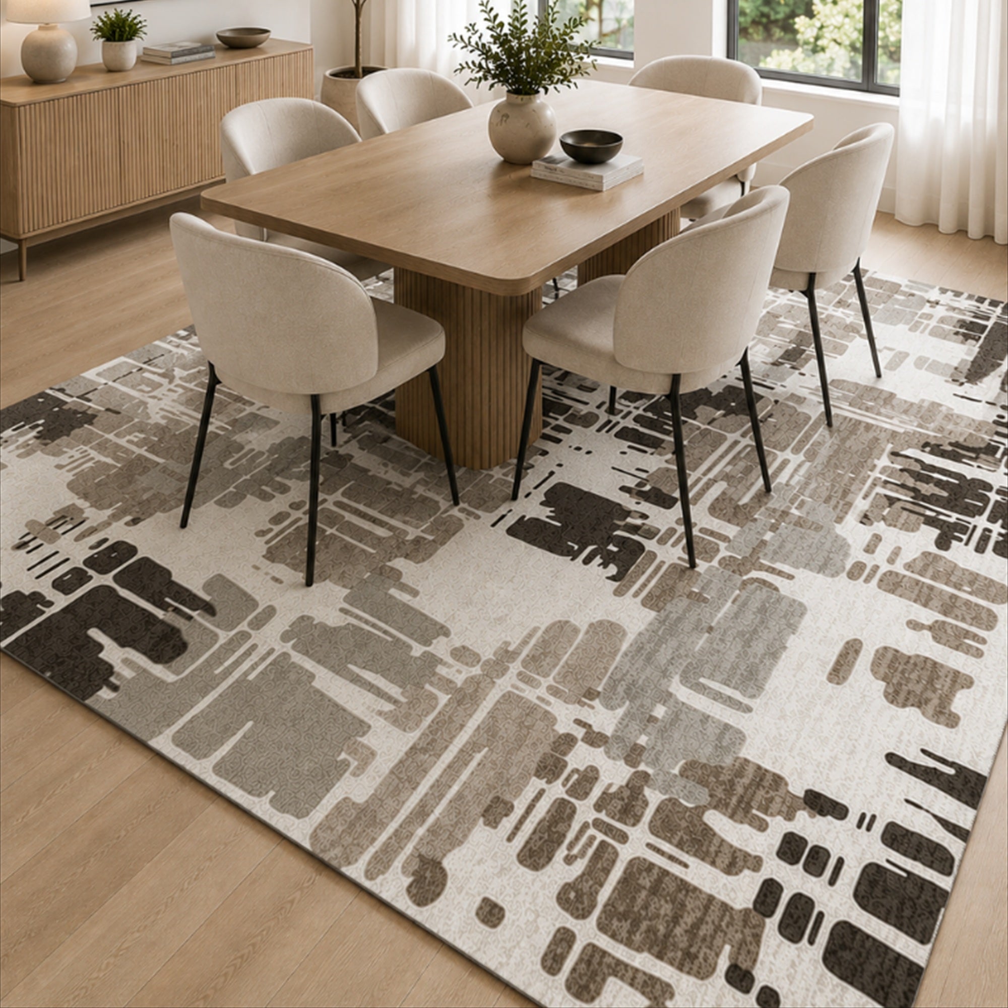 Tappeto Zahiali Terra Naturale 300 x 400 cm ambientato in salotto